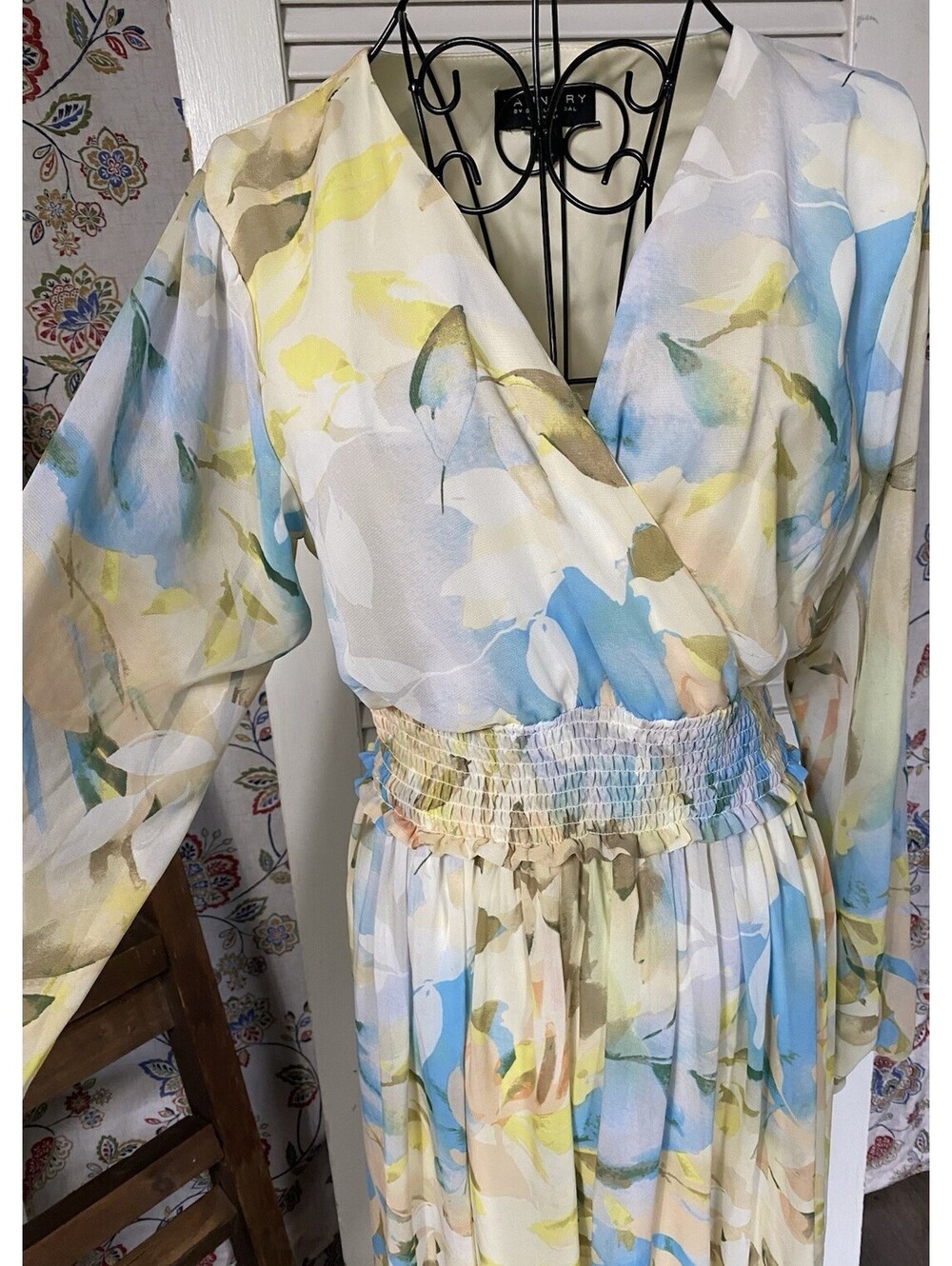 Laundry By Shelli Segal Los Angeles Floral Pastel Flowy Maxi Dress Wedding Guest - Picture 4 of 16